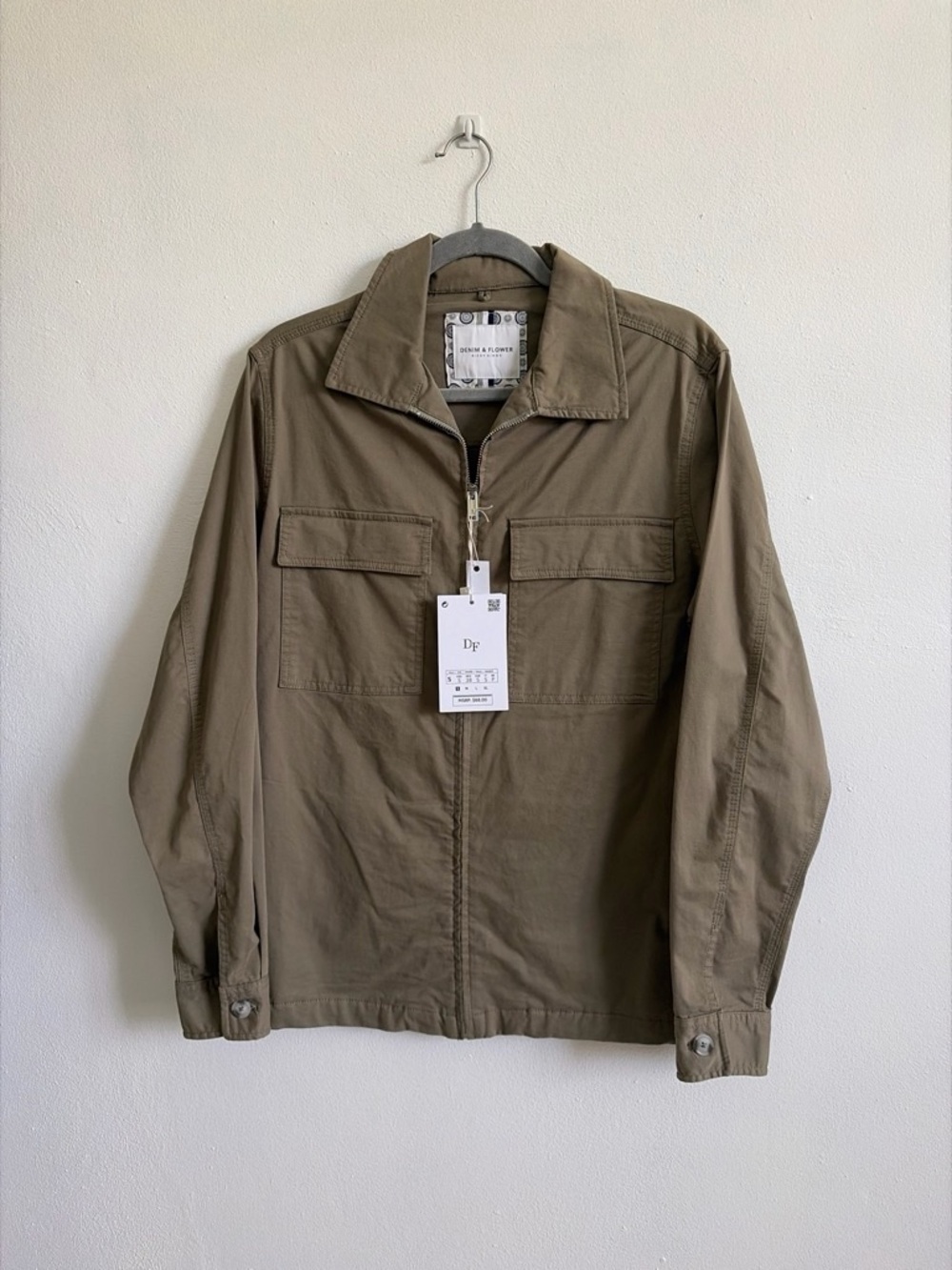 Denim & Flower Military Zip Jacket in Olive